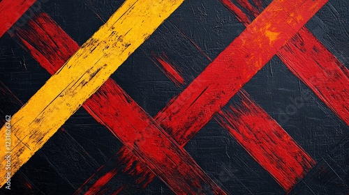 Textured High Contrast Lines in Red, Yellow, and Black Patterns