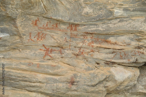 pinturas rupestres do sitio arqueológico xiquexique, no geoparque seridó em carnaúba dos dantas, rio grande do norte
