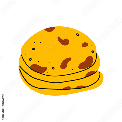 Tortilla. Pita bread. Mexican food, cuisine. Delicious snack, design element for menu, advertising.