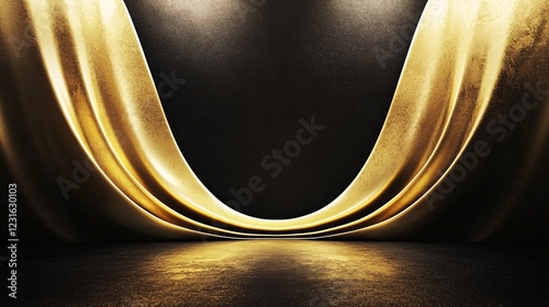 Luxurious Golden Studio Booth Design with Soft Light Effects