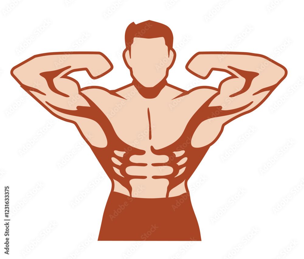 Fototapeta premium Bodybuilder Logo Chest man Vector Fitness Symbol Design Icon Illustration