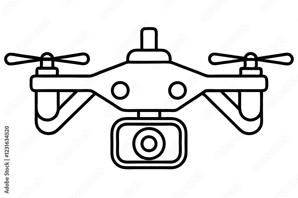 Drone line art vector, drone camera icon outline drawing vector illustration Drone line art vector, drone camera icon outline drawing vector illustration