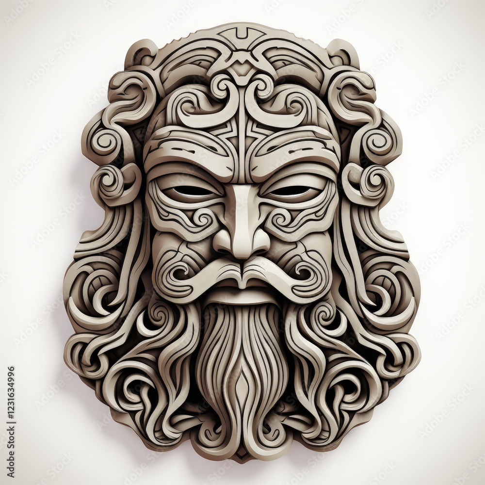 Naklejka premium Bold and Abstract Mask of the Scandinavian Gods in Ignorant Style