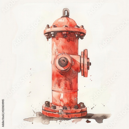 Watercolor Fire Hydrant on white background Drawing watercolor illustration art photo