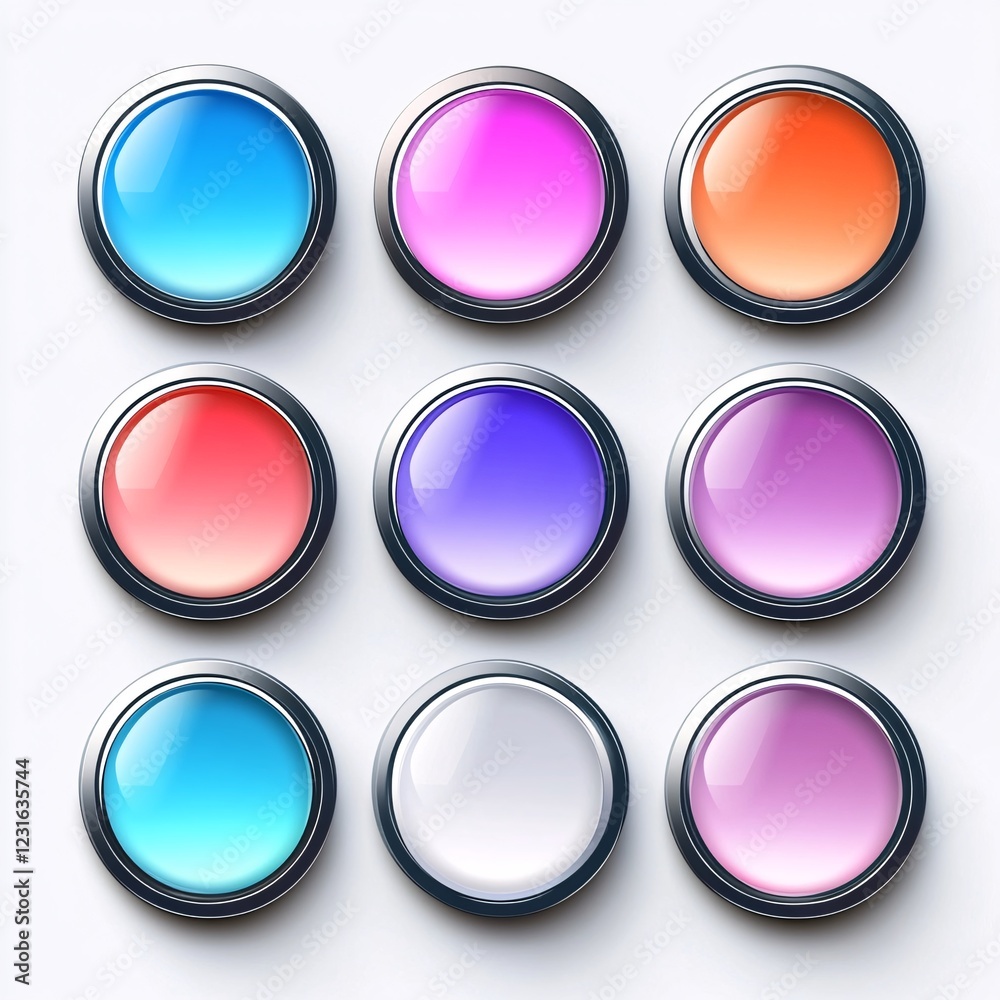 Futuristic Circular Toggle Buttons with Beveled Edge Design Futuristic Circular Toggle Buttons with Beveled Edge Design