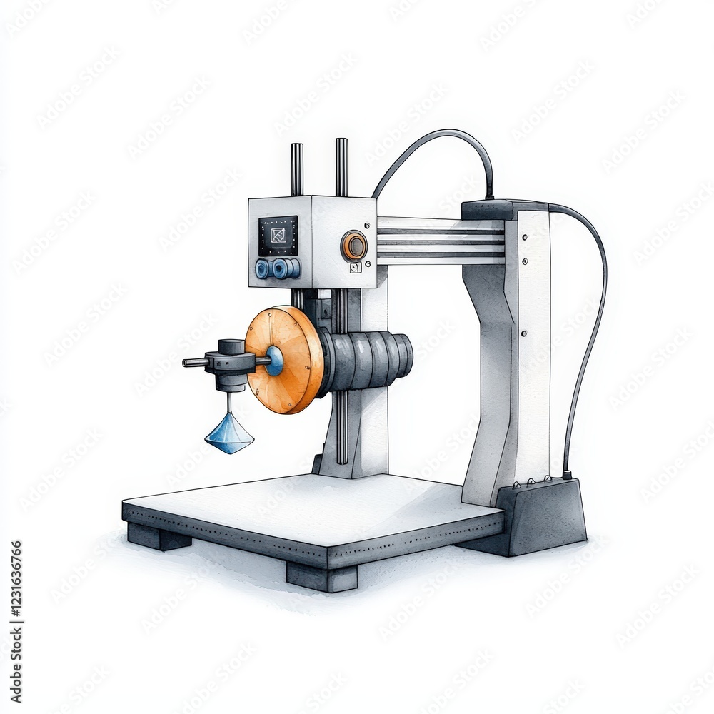 Fototapeta premium A modern 3D printer showcasing advanced technology for precision manufacturing and creative design.