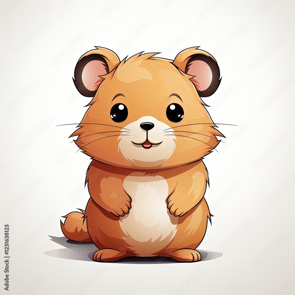 Cute Hamster Illustrated in a Light and Simple Flat Style Cute Hamster Illustrated in a Light and Simple Flat Style