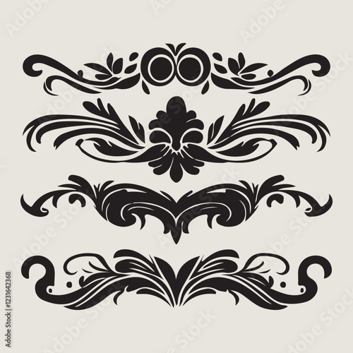 A collection of carved ornaments with a western classical style flower theme,