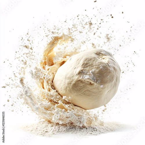 Dough Exploding in Floury Cloud A Baking Image