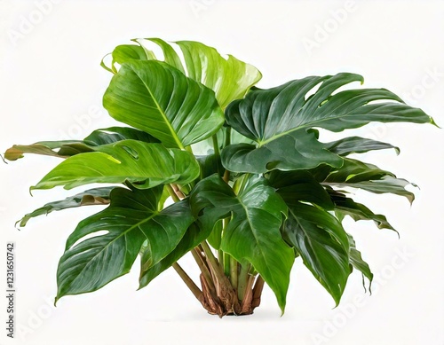 Generated image Philodendron xanadu Tropical nature plant isolated backdrop include clipping path on white  photo