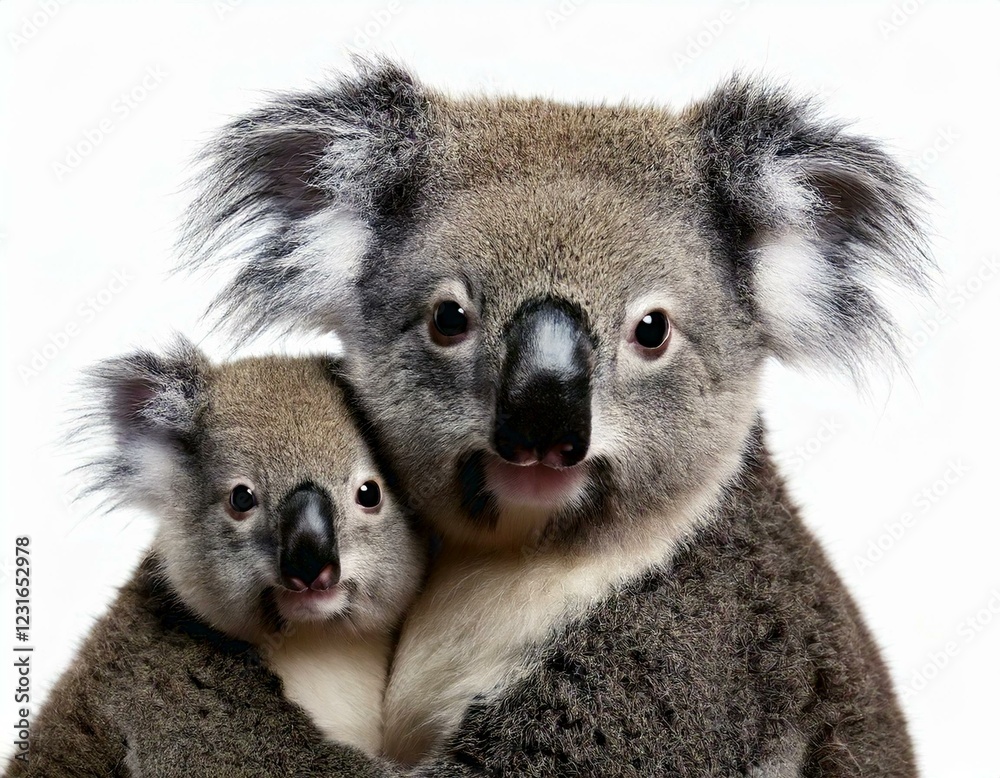 Fototapeta premium Portrait of Koala bears, 4 years old and 9 months old, Phascolarctos
