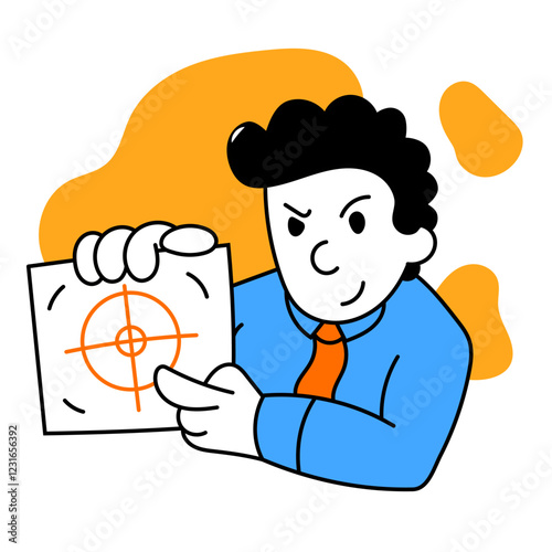 Business Goal. Businessman presenting target board, symbolizing focused strategies to achieve business objectives. Concept of business model, strategy, success, professional development, ambitions