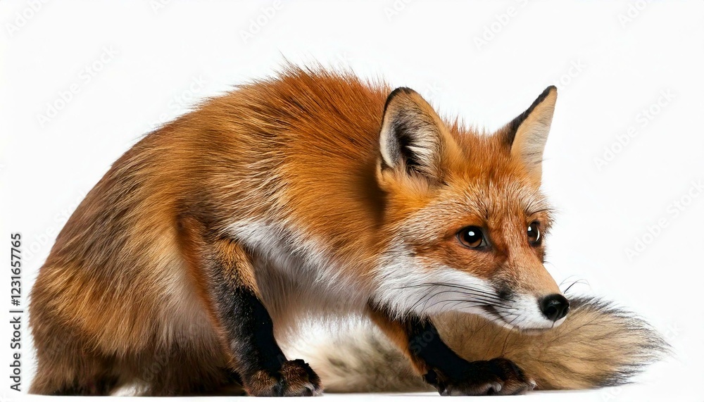 Red Fox, Vulpes vulpes, 4 years old, in front of white background Red Fox, Vulpes vulpes, 4 years old, in front of white background