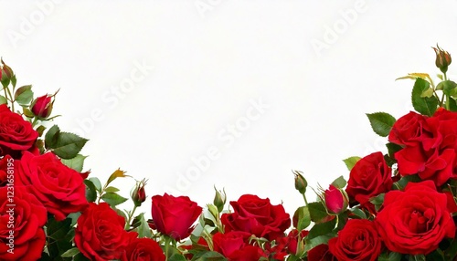 Red rose flowers in a corner floral arrangement isolated on white