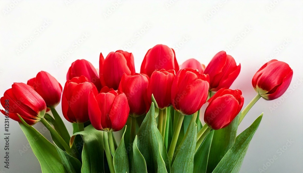 red tulips on white background. beautiful spring flower composition. 