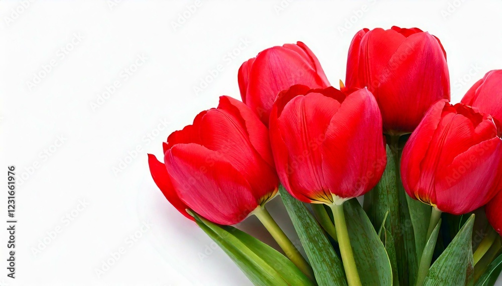 Seven red tulip flowers bouquet isolated on white Seven red tulip flowers bouquet isolated on white
