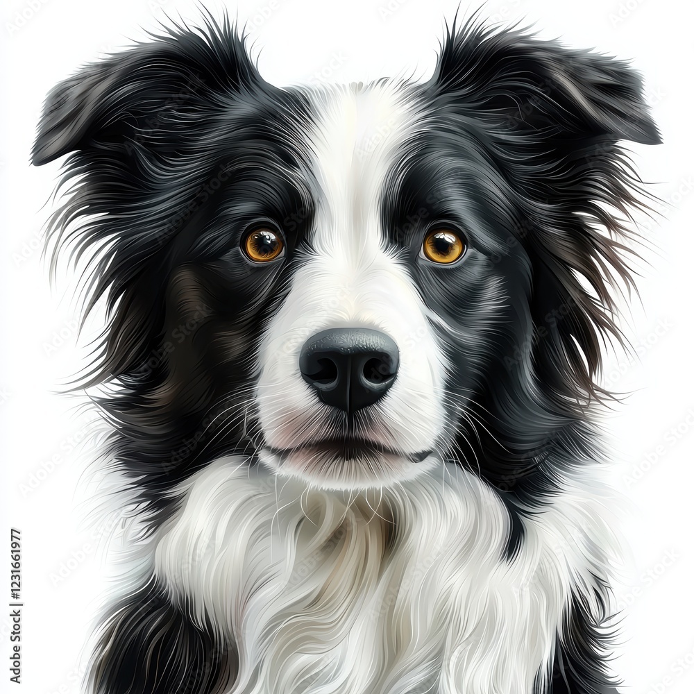 Border Collie with intelligent eyes and a fluffy coat, isolated on a clean white background Border Collie with intelligent eyes and a fluffy coat, isolated on a clean white background