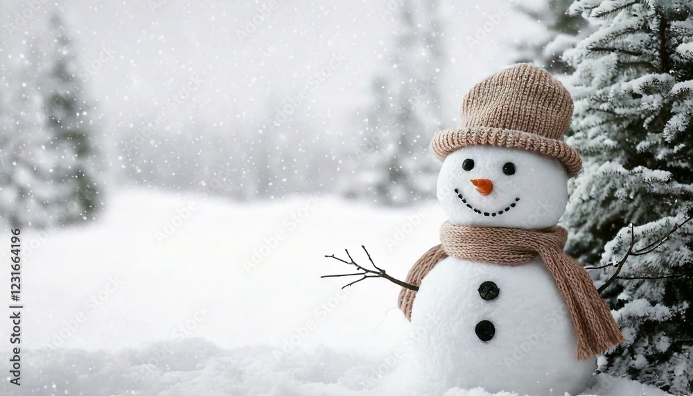 Snowman in winter setting,Christmas background.white background Snowman in winter setting,Christmas background.white background