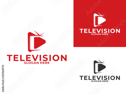 Television and Media Play logo design vector. TV or Television channel logo design template