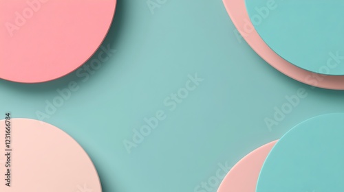 Wallpaper Mural Abstract Background with Soft Pastel Circles in Pink and Teal on a Light Teal Surface for Creative Design Projects Torontodigital.ca