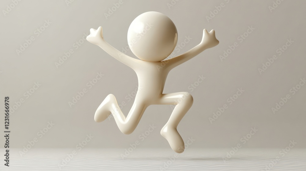 A joyful 3D figure of a person jumping in excitement, symbolizing happiness and success, isolated on transparent background A joyful 3D figure of a person jumping in excitement, symbolizing happiness and success, isolated on transparent background