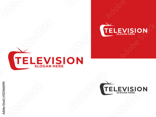 Simple Line Television logo vector. TV or Television channel logo design template