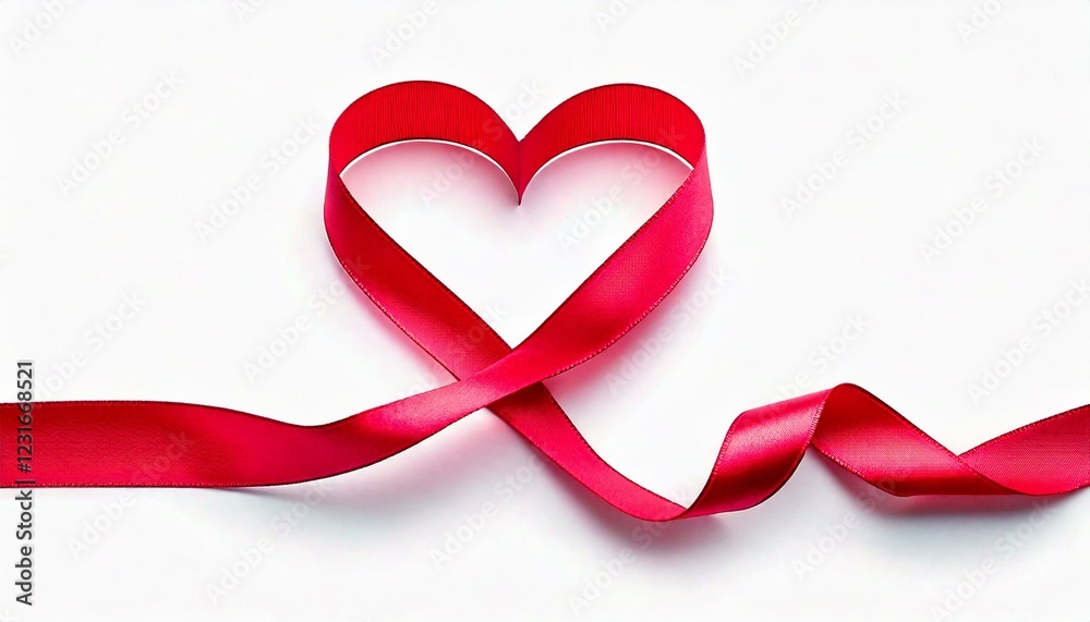 Stylized valentine’s day heart made of red or pink ribbon isolated on Stylized valentine’s day heart made of red or pink ribbon isolated on