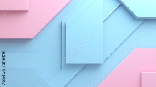 Abstract geometric background with pastel pink and blue layers creating a modern and stylish design