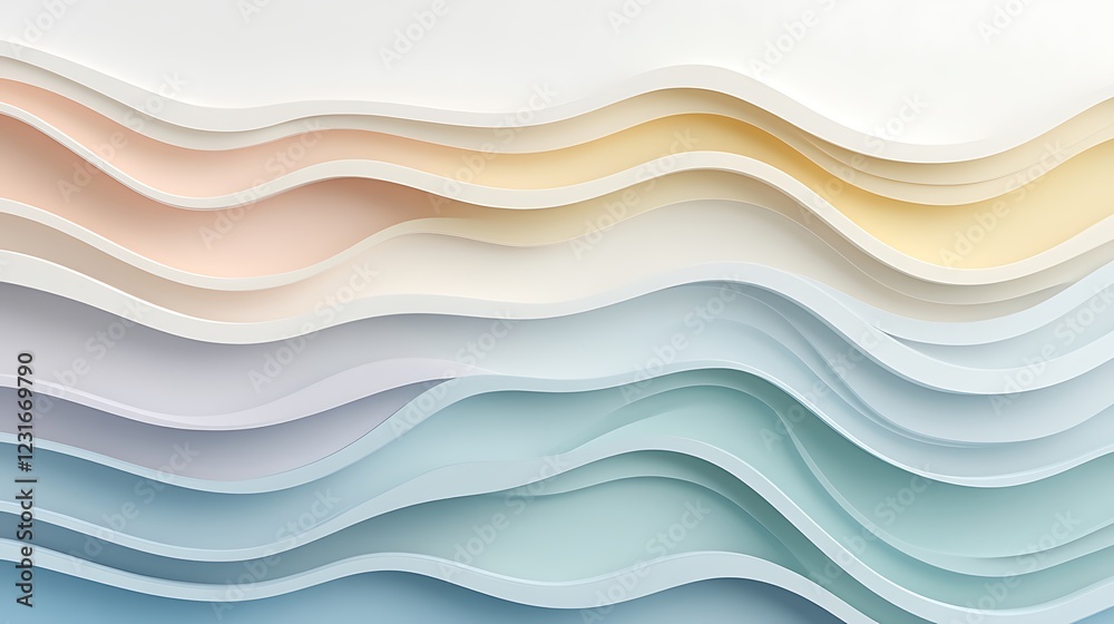 Abstract layered background in gentle pastel colors with smooth curves and waves for modern design projects Abstract layered background in gentle pastel colors with smooth curves and waves for modern design projects