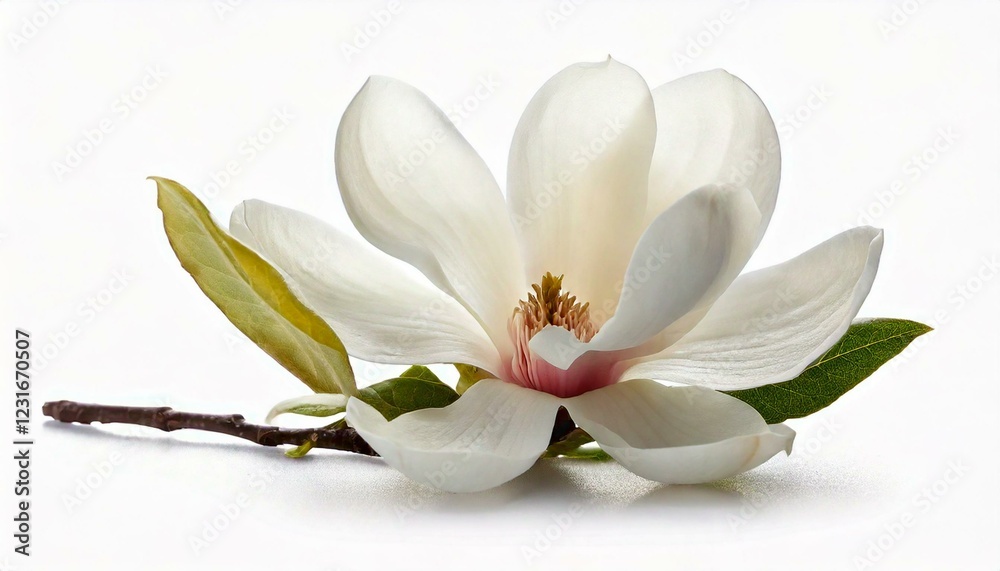 Fototapeta premium tender white magnolia flower isolated white background