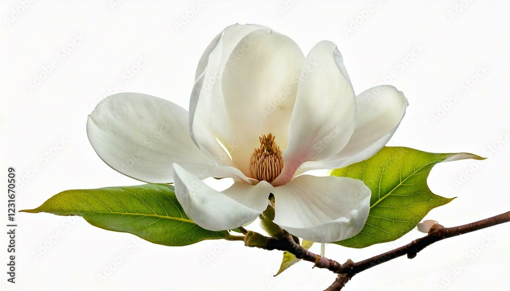 Fototapeta premium tender white magnolia flower isolated white background