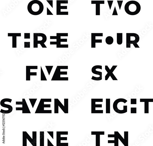 Numbers from one to ten written in words in a stylish font that can be used for a logo