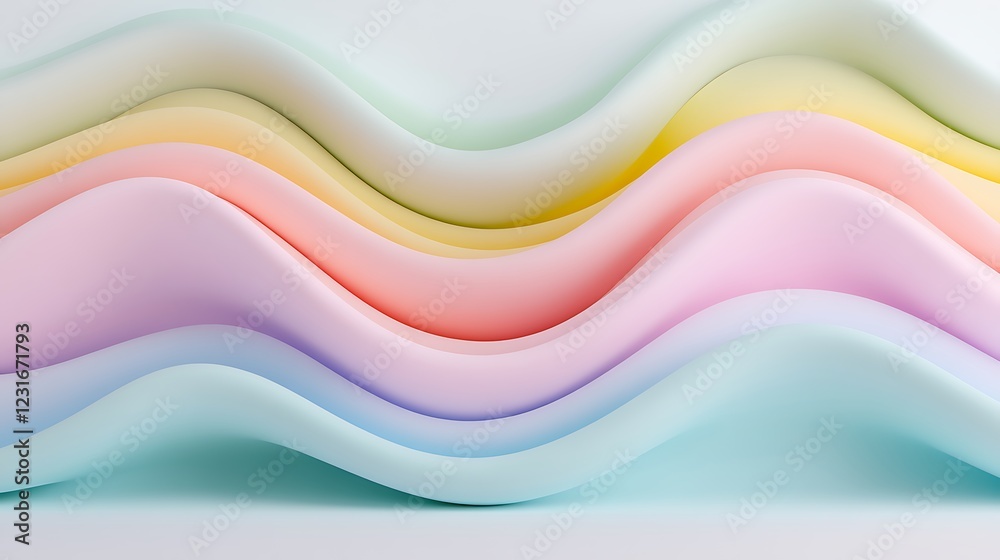 Abstract Wavy Background of Soft Pastel Colors in Smooth Curves Creating a Calm and Serene Visual Effect Abstract Wavy Background of Soft Pastel Colors in Smooth Curves Creating a Calm and Serene Visual Effect
