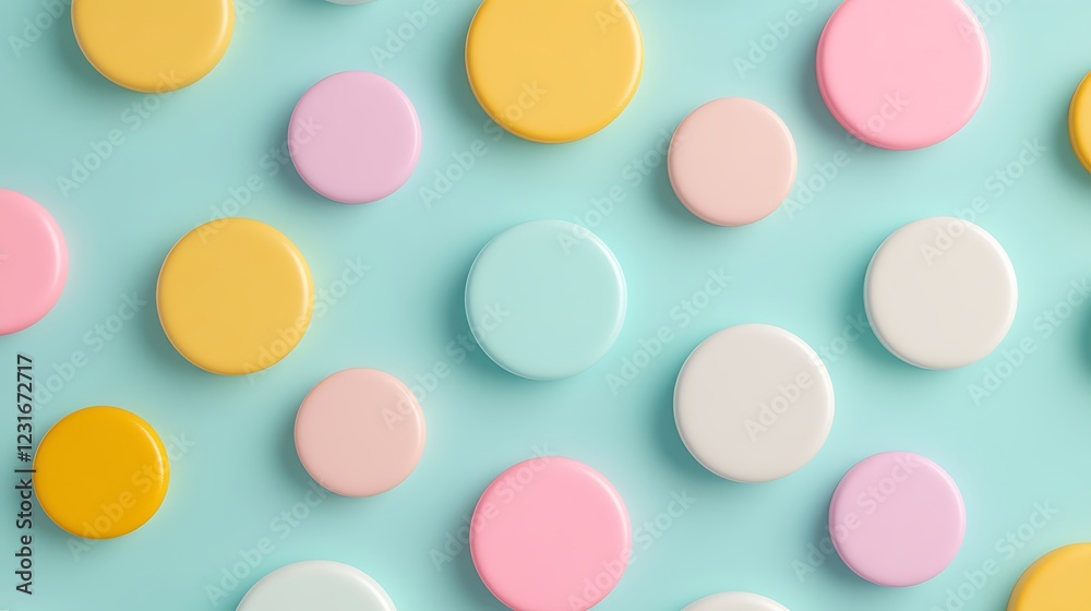 Bright and Colorful Round Shapes on a Soft Turquoise Background for Creative Design Projects Bright and Colorful Round Shapes on a Soft Turquoise Background for Creative Design Projects