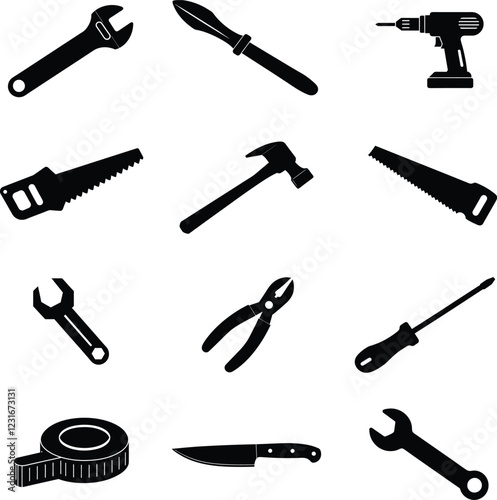 Set of Build and construction icon element. Containing crane, building, land, excavator, maintenance, contractor, worker, architecture and more. Solid icons vector collection.on white