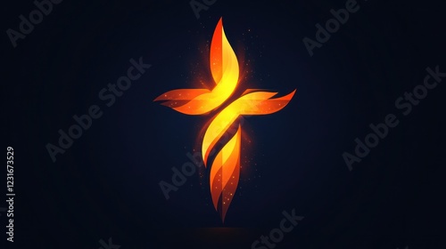 A minimalist Methodist church cross and flame logo, symbolizing faith, hope, and community in a clean and modern style