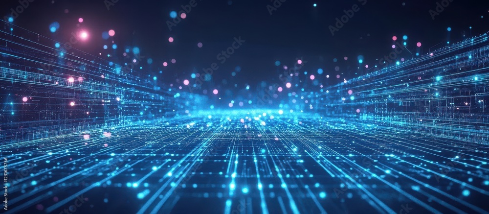 Digital Data Stream Flowing Through Cyberspace Digital Data Stream Flowing Through Cyberspace