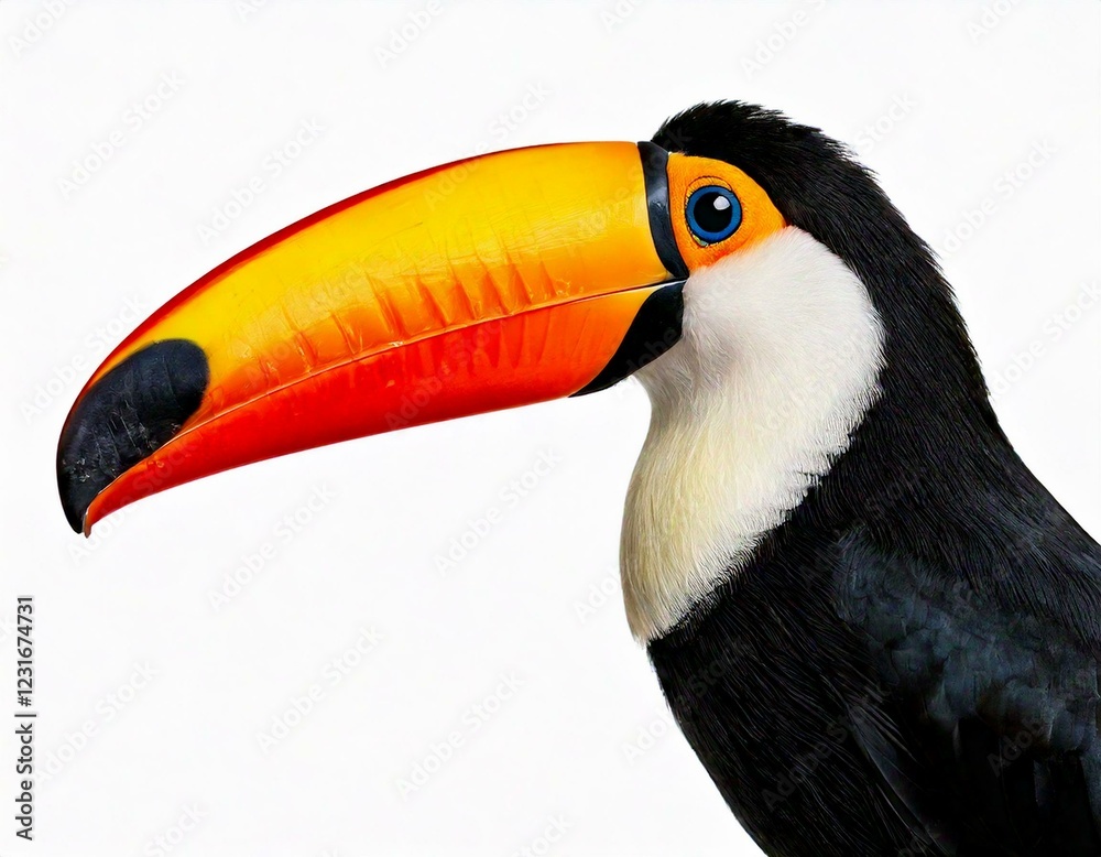 Naklejka premium Toucan toco, Ramphastos toco, isolated on white