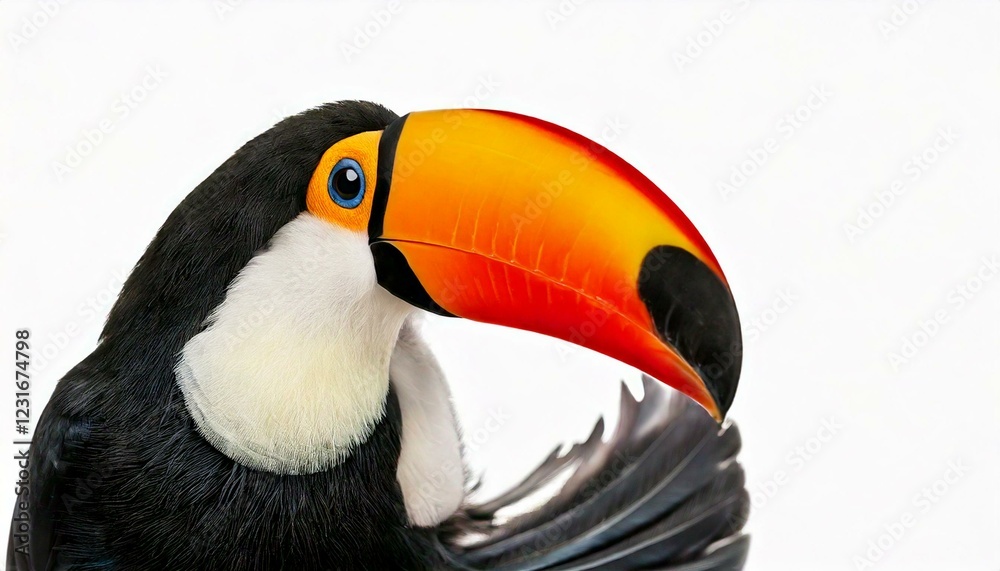 Fototapeta premium Toucan toco, Ramphastos toco, isolated on white 
