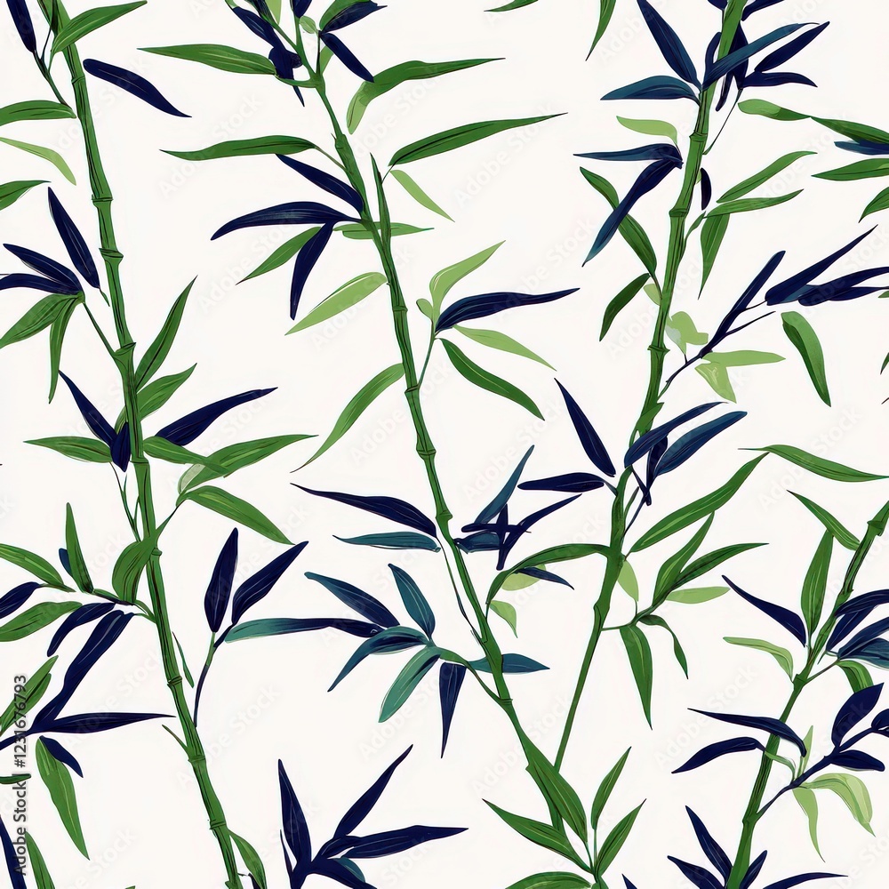 Elegant Bamboo Leaves Pattern on Light Background Ideal for Nature Themes, Textiles, and Decorative Art Projects Elegant Bamboo Leaves Pattern on Light Background Ideal for Nature Themes, Textiles, and Decorative Art Projects