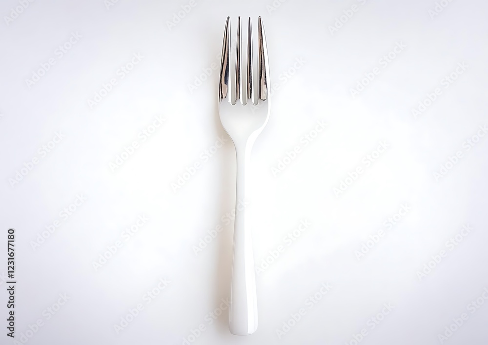 White table, silver fork, minimalist food setting White table, silver fork, minimalist food setting