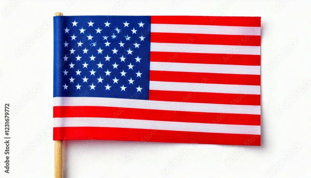 Fototapeta premium United States, USA, Paper, Flag, on a toothpick, On White