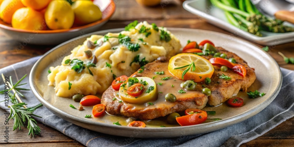 Delicious Platter of Lemon Herb Chicken with Creamy Mashed Potatoes