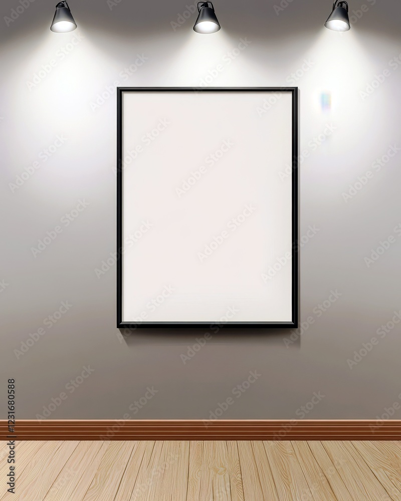 Modern Gallery Interior with Blank Frame Ready for Artwork Display Modern Gallery Interior with Blank Frame Ready for Artwork Display