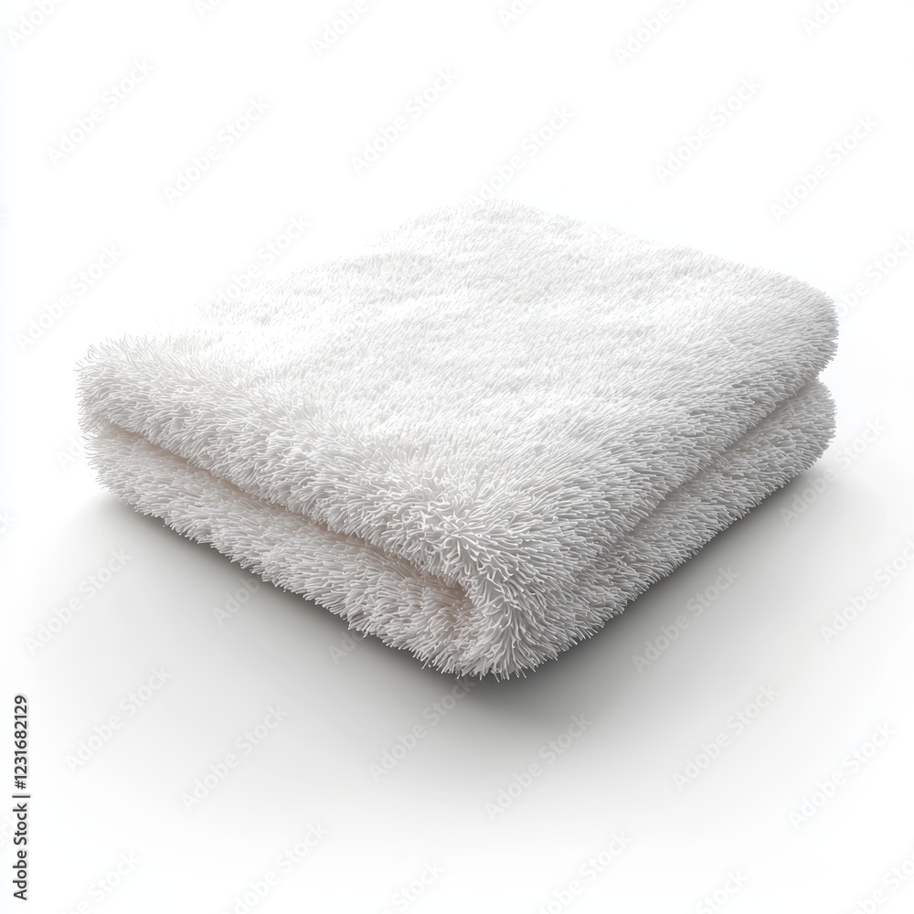 neatly folded fluffy white towel, isolated on a clean white background neatly folded fluffy white towel, isolated on a clean white background