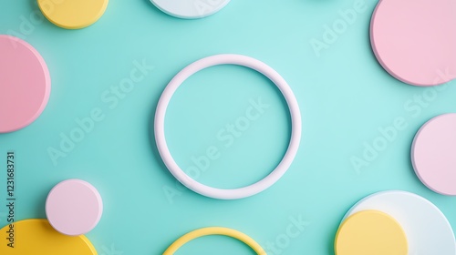 Wallpaper Mural Colorful Circular Elements on a Teal Background for Modern Design and Creative Projects Torontodigital.ca