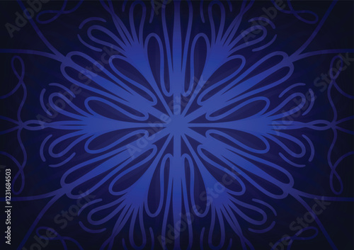Blue mandala dark line pattern flower background