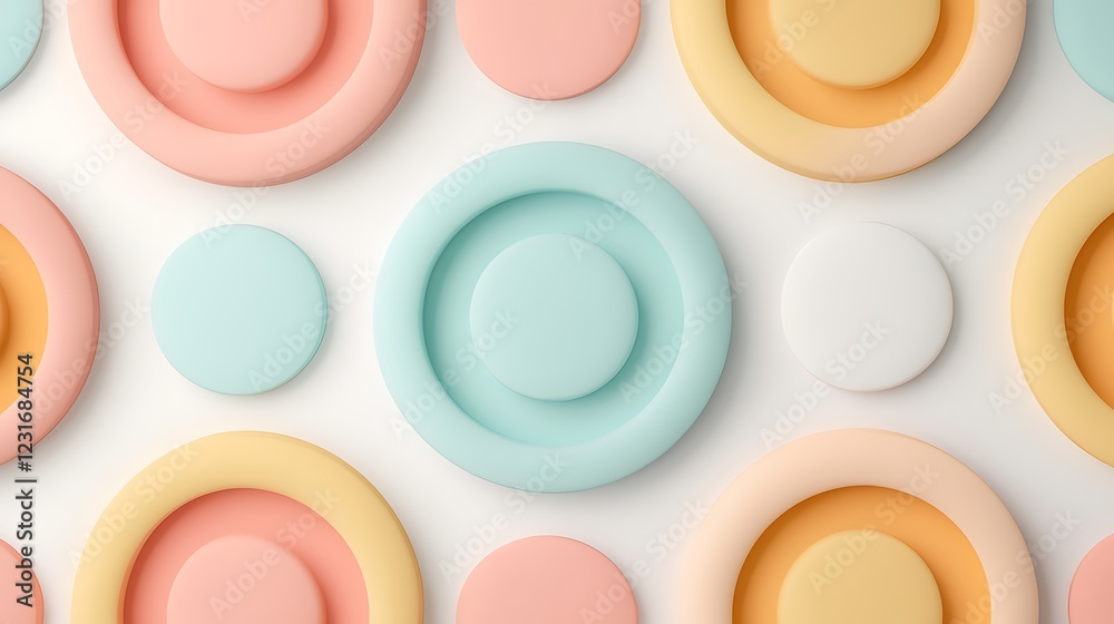 Colorful Circular Shapes in Pastel Tones on a Soft Background for Modern Design and Creative Projects Colorful Circular Shapes in Pastel Tones on a Soft Background for Modern Design and Creative Projects