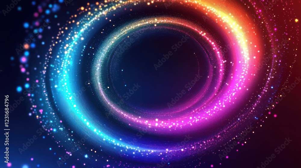 Glowing swirling circles, dark background, bokeh, abstract, design element Glowing swirling circles, dark background, bokeh, abstract, design element