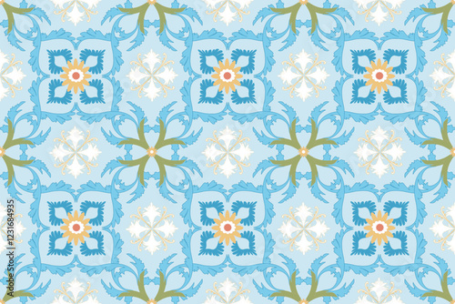 seamless blue floral pattern with a soft, elegant design.